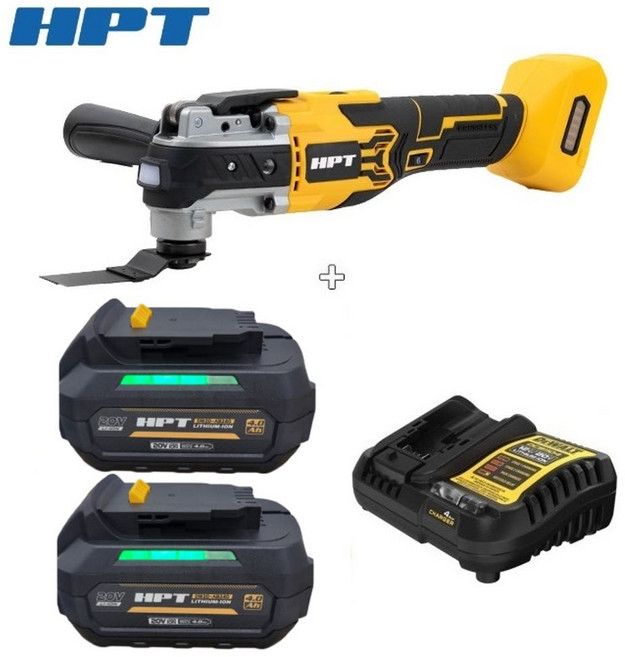 HPT 충전 멀티커터 DW20-OS120 (디월트호환 배터리 4.0 2개 - 급속충전기)