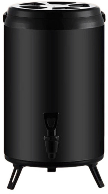 不鏽鋼保溫保冰桶 奶茶桶 飲料桶, 黑色[升級內膽 ],10L[內容量8L], 1個