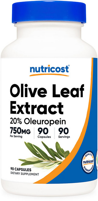 뉴트리코스트 올리브 리프 750mg 올류로핀 20% 90캡슐 1병, 1개, 90정
