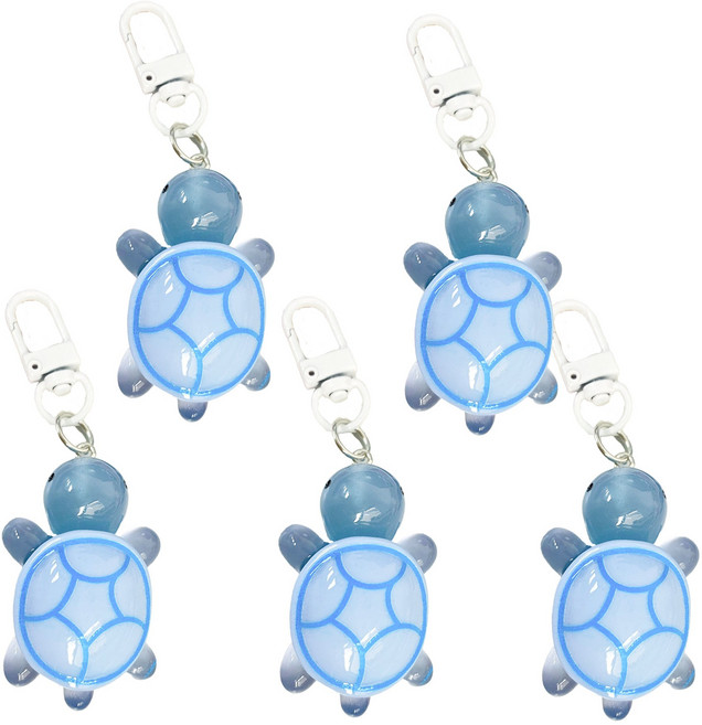 귀여운 행운의 거북이 동물 키링 열쇠고리 선물 커플템 우정템, 5개, 블루