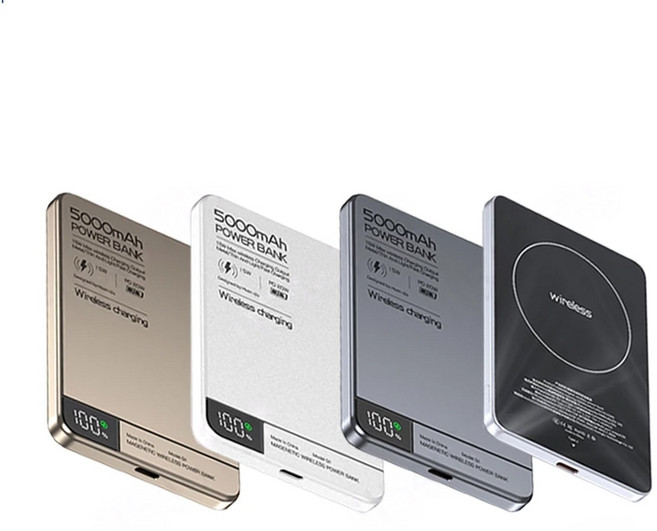MagSafe 超薄磁吸行動電源 無線充電 快充, 鈦銀色【耳機手錶三合一】5000mAh, 鈦銀色, Q1