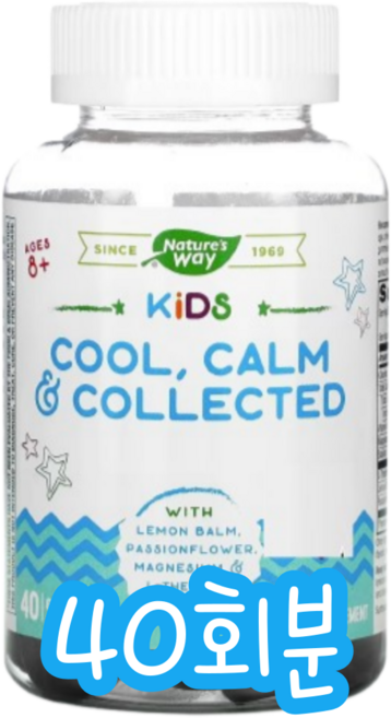 네이쳐스웨이 어린이 쿨 캄 & 콜렉티드 포도 맛 구미, 1개, 40회분