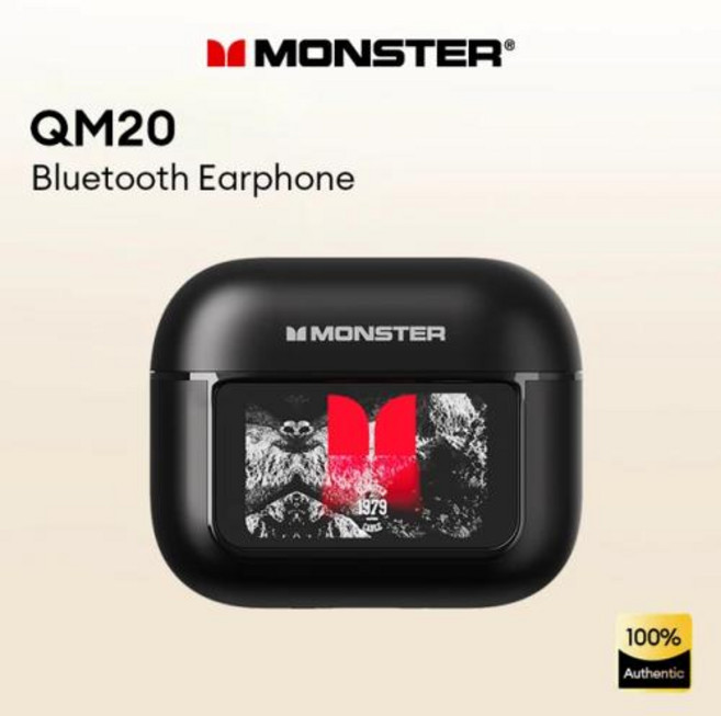 에디파이어 Monster QM20 트루 와이어리스 블루투스 5.4 헤드셋 내구성 헤드폰 HIFI 사운드 마이크 포함 하이 퀄리티 이어폰, 없음, 1) Black