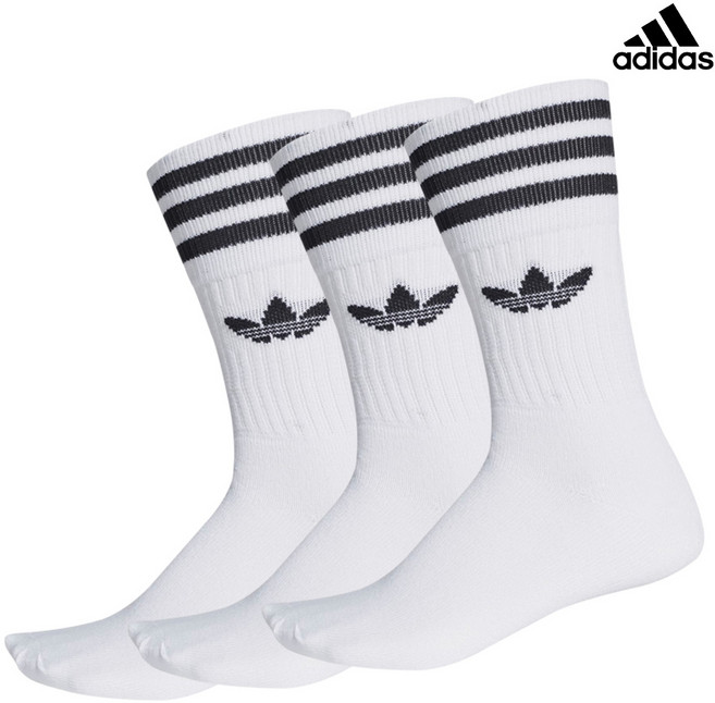 아디다스(ADIDAS) 오리지널 솔리드 크루삭스 화이트 S21489 3P 매장판 양말, 240~260