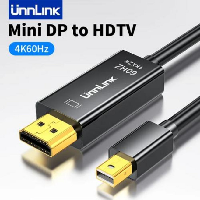 언링크 미니 디스플레이 포트-HDMI 케이블 선더볼트 미니 DP-HDMI HD TV 어댑터 맥북 프로 에어 미니 아이맥 레노버용 4K 60Hz, 1개