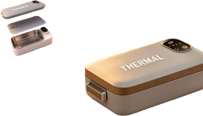 THERMAL 電熱飯盒 900ml 304不鏽鋼內膽 便攜式加熱餐盒, 1個, 高雅灰--定時款:內膽304不鏽鋼