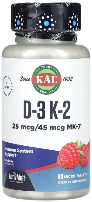 KAL 칼 디3 케이2 라즈베리 60 태블릿 건강관리 영양제, 1개, 60정 - 쿠팡