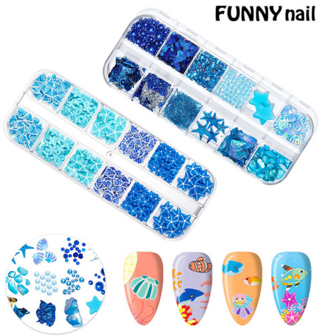 [퍼니네일] 여름네일파츠세트 6종 썸머파츠 조개 불가사리 소라 자개 원석 진주 바다네일파츠 여름네일, no.265 썸머파츠세트, 1개
