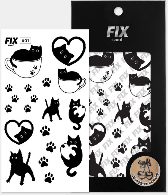 픽스서울 2주지속 타투 스티커 레터링 반영구 문신 헤나, 1개, 01