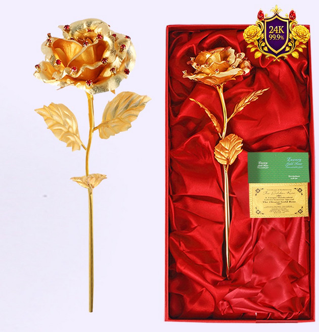 24k 금 카네이션 장미 스톤 금장미 한송이 어버이날 스승의날 로즈데이 생일 생신 기념일 축하 꽃 여자친구 선물, 1개, 블루스톤 장미