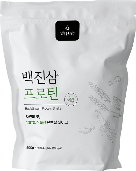 백진삼 프로틴 부작용 없는 100% 식물성, 500g, 4개 - 쿠팡