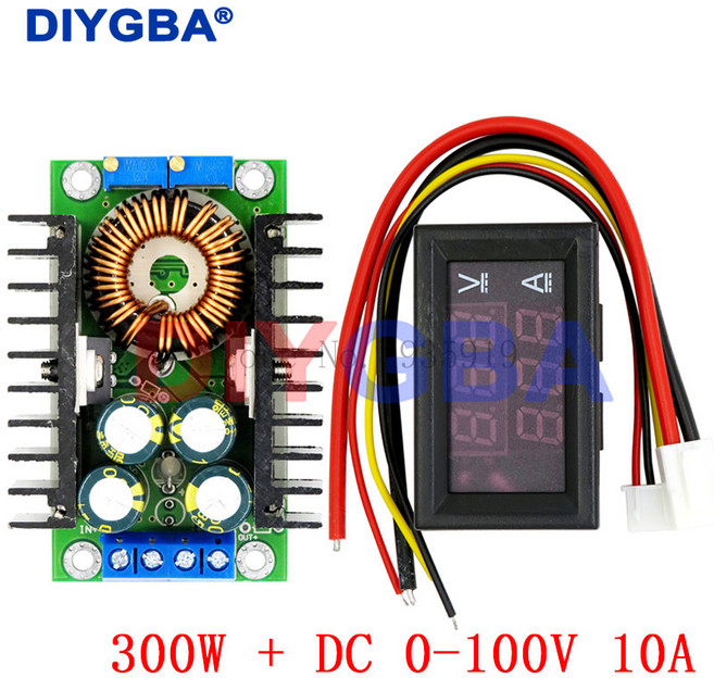 DC 9A 300W 150W 부스트 컨버터 스텝 다운 벅 전원 모듈 0-100V 10A 디지털 전압계 전류계 듀얼 디스플레이, 03 300W With DC 0-100V, 1개