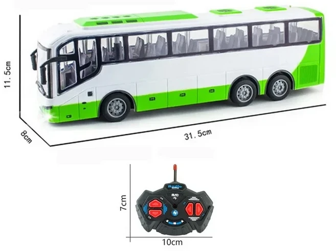 Rc 버스 전기 원격 제어 자동차 라이트 학교 도시 모델 27Mhz 소년 14세 이상를위한 무선 장난감, 01 빠른  Mainland, 02 green