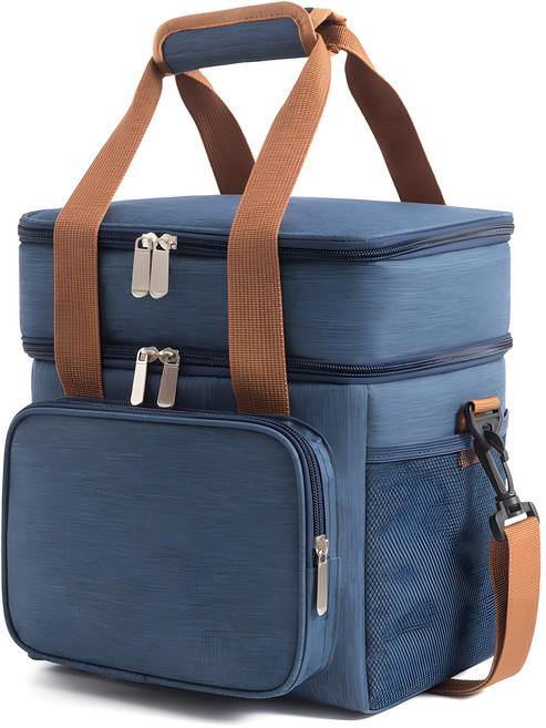 뚜르드 2단 보냉가방 아이스가방 보냉백 도시락가방 쿨러백, 중형 15L 네이비, 1개