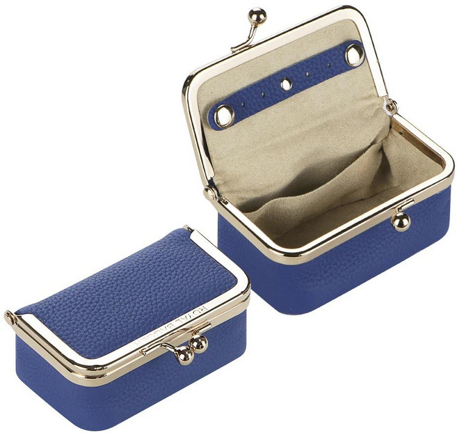 Royal Bagger 미니 리치 무늬 지갑 단색 버클 열쇠 이어폰 수납가방 일상 사용에 적합한 캐주얼 지갑 s 플랙스 블루