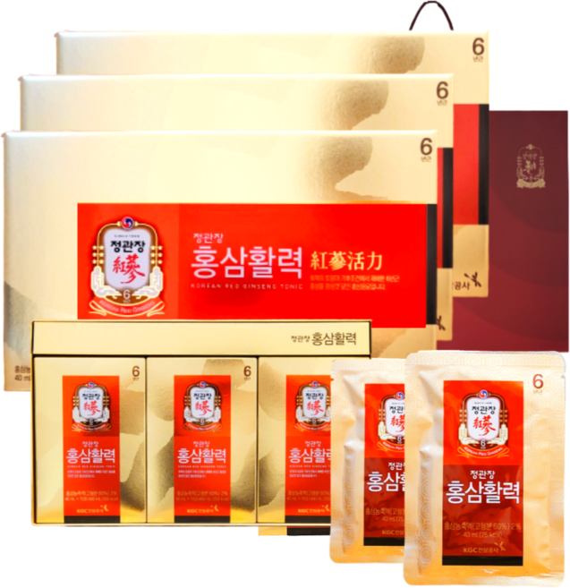 정관장 6년근 홍삼활력 홍삼진액 90포 3600ml + 쇼핑백 새해 가정의달 여행 골프 부모님 설 명절 선물세트 (30포 3개) 1세트, 90세트, 40ml
