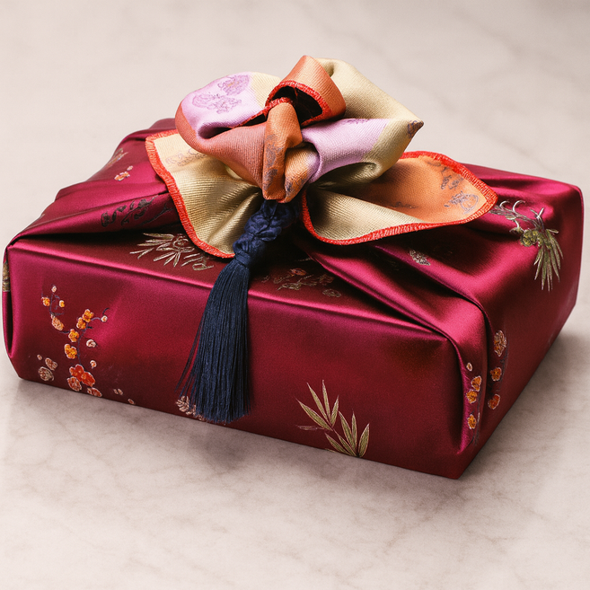 잇츠K 전통 양단 보자기 세트 / 예단 선물 답례 고급 포장, 1세트, 자색꽃