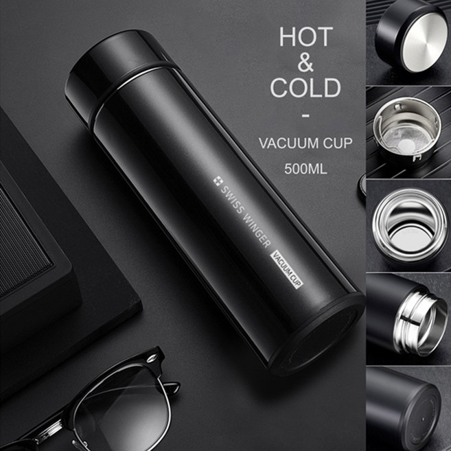제이와이홀딩스 티 텀블러 보온 보냉병 스텐 밀폐컵 500ml, 스카이블루, 1개