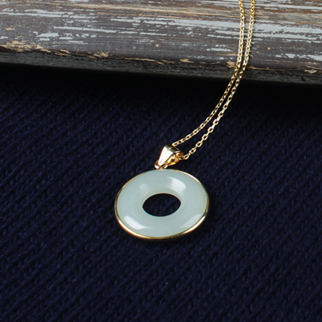 제이드유 춘천옥 동전세공 옥펜던트 옥목걸이
