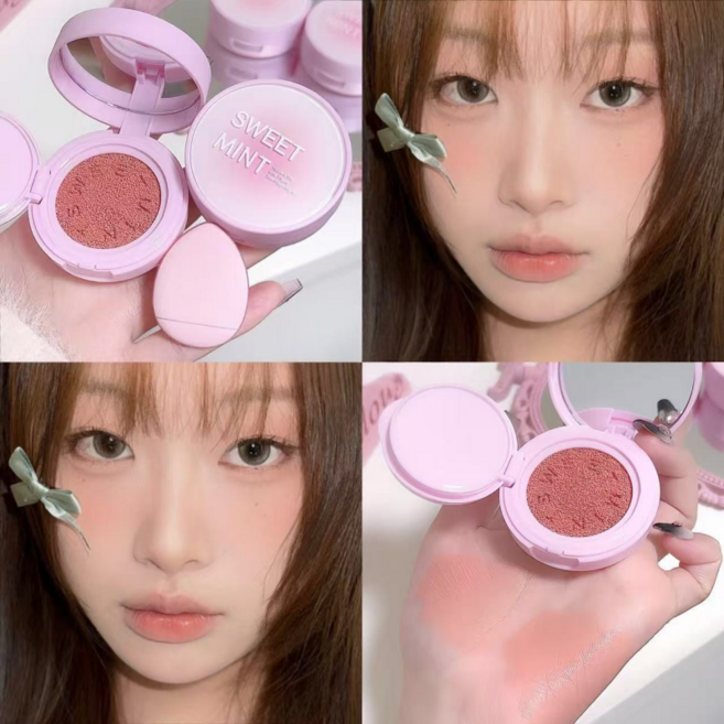 수분 쿠션 블러쉬 일상 루즈 파스텔 쿠션 블러셔, 1개, 02#멜론 버블