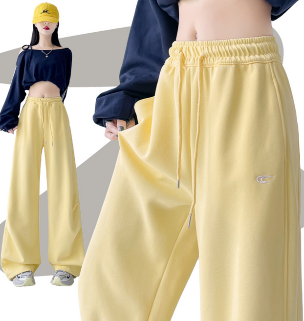 무니유유 자수 캐주얼 투웨이 조거/와이드 스트링 밴딩 트레이닝 팬츠