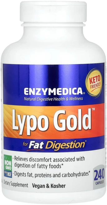엔자이메디카 Lypo Gold 팻 다이제스티브 캡슐 240정, 1병 - 쿠팡