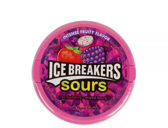 Ice breakers Breakers Sours Strawberry Mixed Berry 아이스 브레이커스 사워 무설탕캔디 플레이버크리스탈 딸기/베리믹스 진한과일맛 내츄럴&인공향첨가 42g 8팩