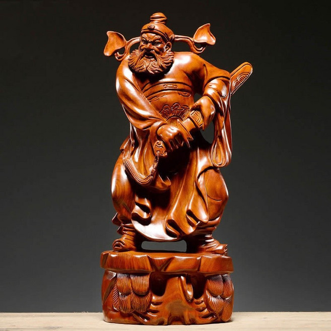 時光裡 黑檀木雕刻 天師鐘馗神像 擺件 客廳風水裝飾工藝禮品, 花梨木 整木精雕天師鐘馗,整木精雕天師鐘馗【高15厘米】