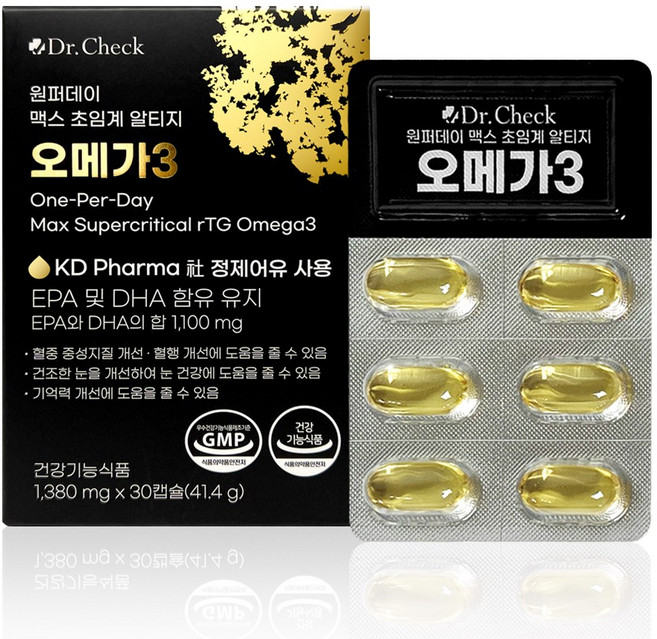원퍼데이 맥스 초임계 알티지 오메가3 30캡슐 1박스 닥터체크, 30정, 1개