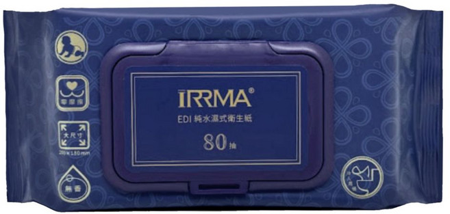iRRMA EDI純水濕式衛生紙 大尺寸 厚實 無香, 4個, 80張, 700g