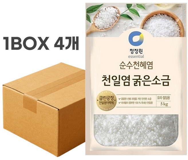 청정원 천일염 굵은소금, 5kg, 4개