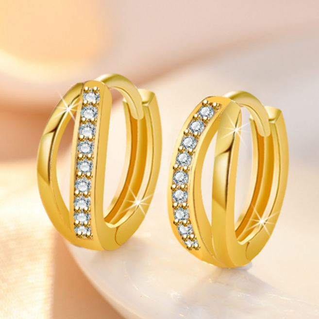 캔디플래닛 큐빅 더블 원터치 링귀걸이