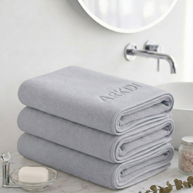 아크디 먼지없는 고급 바스타월 대형, 그레이, 1개