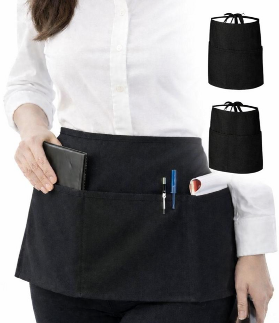 이온브 수납 방수 허리 앞치마, 2개, 블랙