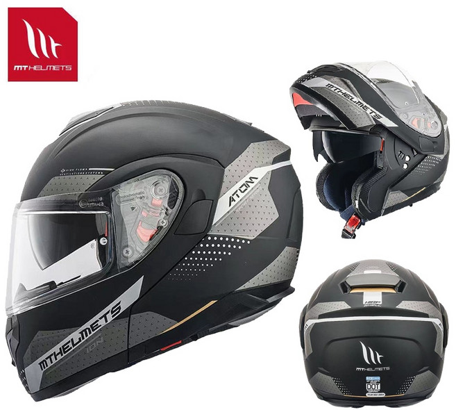 MT HELMETS ATOM SV 揭面安全帽 雙鏡片 認證 眼鏡槽, 消光黑離子（有4XL64-65可選）,2XL(合適頭圍59-60)日常代步