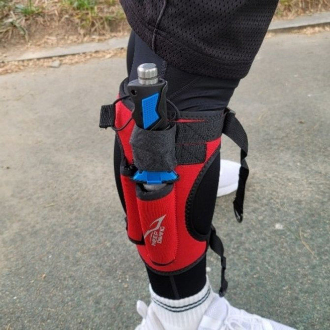 차징샵유통 해루질 다이빙용 수중용 나이프 풀세트 블루레드 발목케이스 칼집, 1개