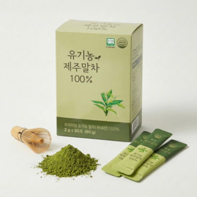 유기농 제주 말차 가루 100% 무가당 원물 파우더 스틱 HACCP, 120개, 120개입, 2g