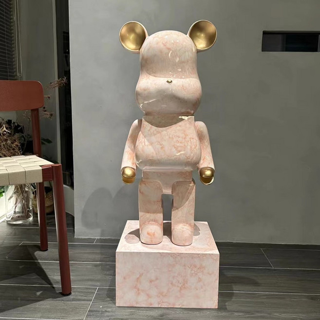 리틀보트 대형 베어브릭 인테리어 저금통, 핑크 대리석
