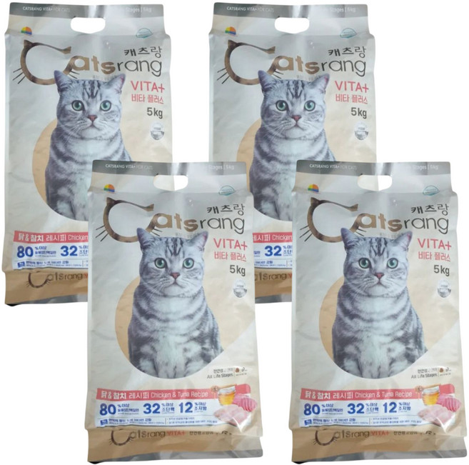 캐츠랑 프리미엄 전연령 고양이 대용량 사료 5kg x4개 영양밸런스 필수면역 요로 헤어볼, 참치, 4팩