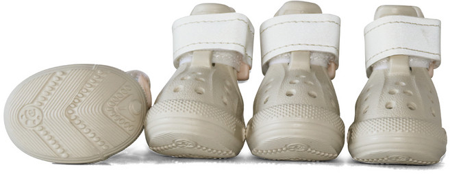 Brightbay 강아지 미끄럼방지 신발 야광 스트랩 펀칭 통기신발 장식 증정, 살구색, 4개