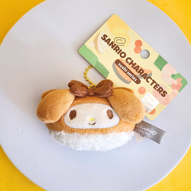 BSC 산리오 초밥 인형 키링 가꾸 백구 키홀더 가방고리 자동차키링 미니가방키링, 1개, B. 마이멜로디 초밥 키링, 5cm