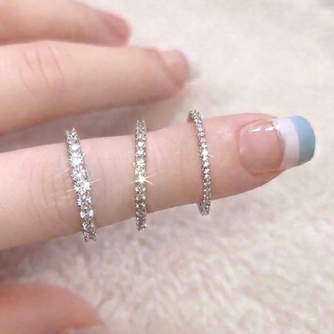 가드링 테니스 반지 큐빅 레이어드 링 ( 1mm 2mm 2.5mm )