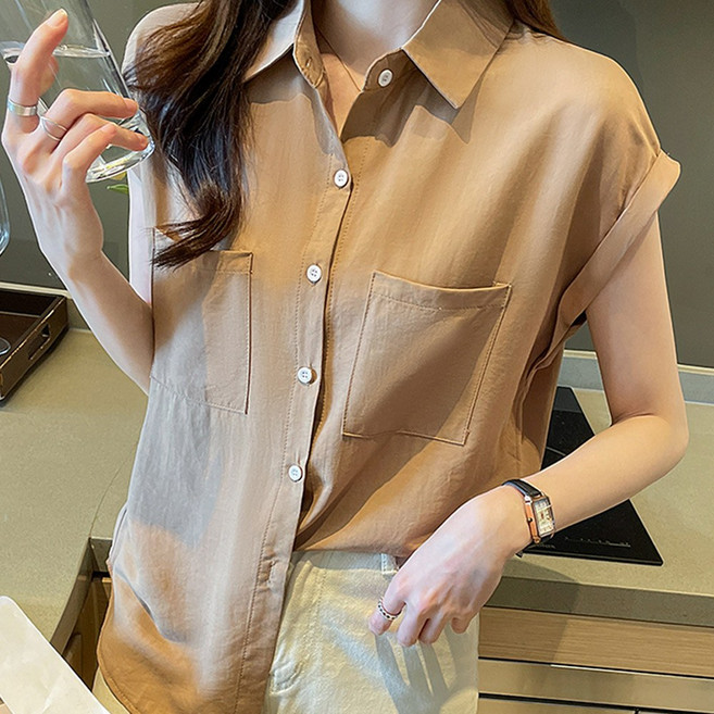 [당일출고]수엠W 캐주얼 오피스룩 카라넥 S236 민소매셔츠N