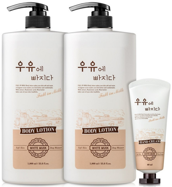 우유에빠지다 산양유 밀크 바디로션 대용량 1000ml 2개+ 핸드크림 60ml, 2개, 1L