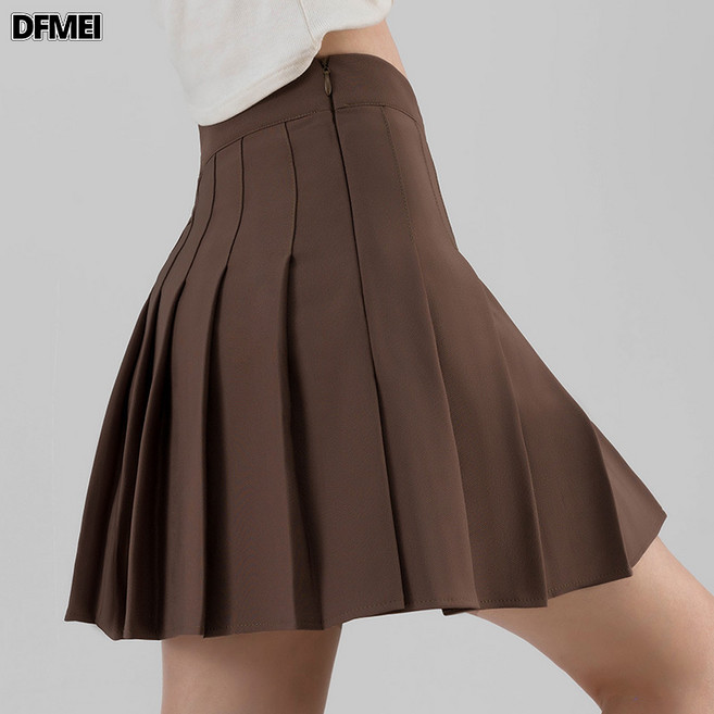 DFMEI 加長款四季西裝料加長抗皺百褶裙女春夏學院風高腰顯瘦短裙半身裙
