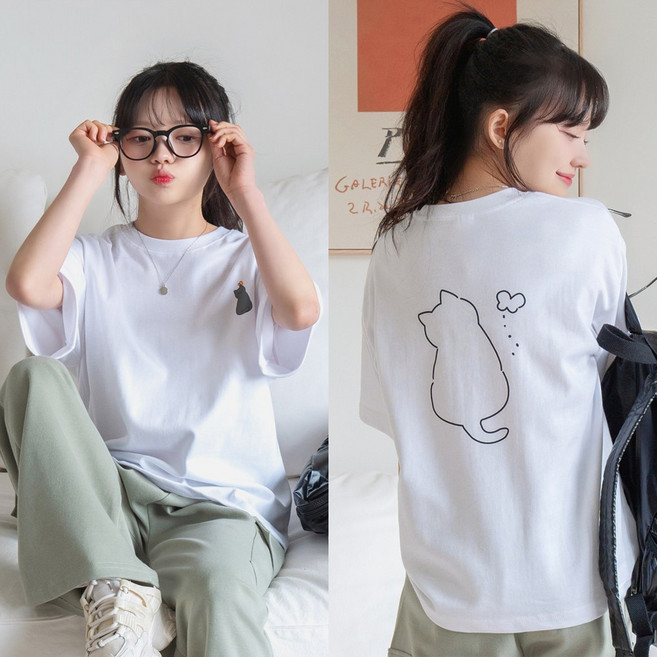[키140/키150/키160] 키키코 냥이박스반팔티