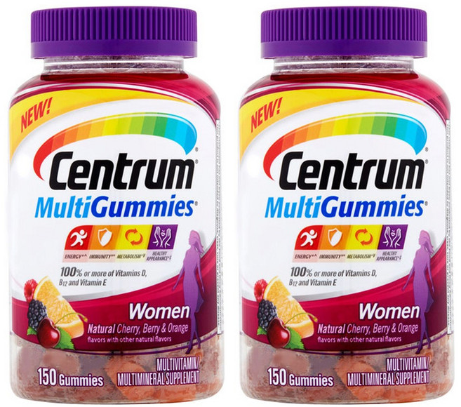 센트룸 여성용 멀티구미 내추럴 체리 베리 & 오렌지, 150정, 2개