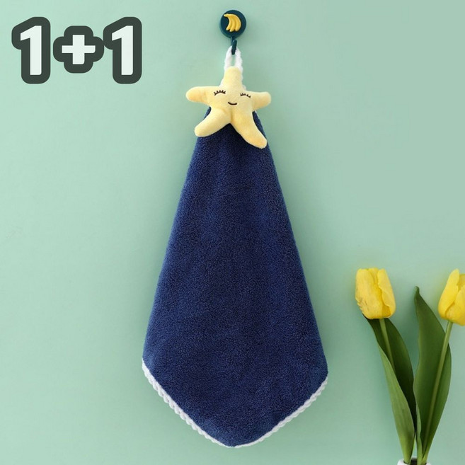 포시디아 흡수력 좋은 귀여운 캐릭터 고리 핸드타월, 2개, 스타