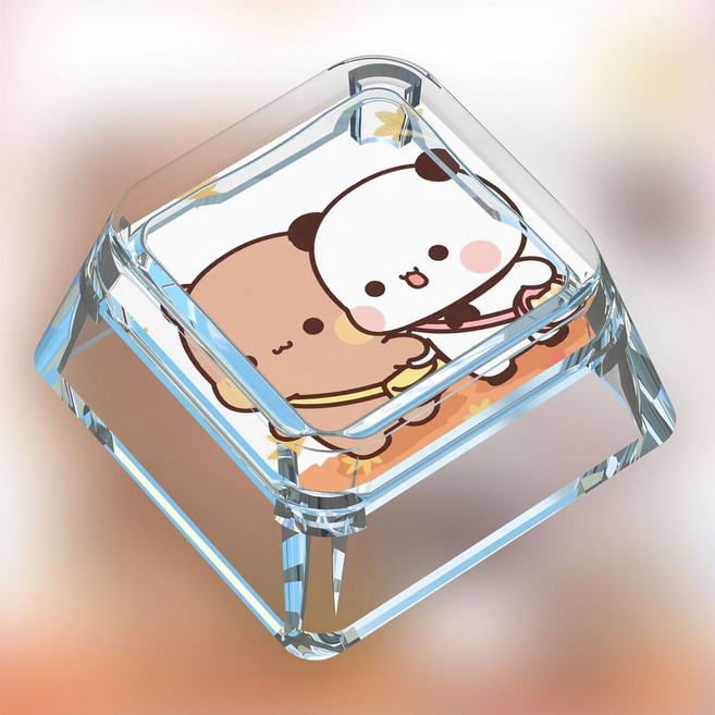 一二布布 1.5U 透明鍵帽 可愛表情包設計, FM-809-落葉,透明【一二布布】鍵帽