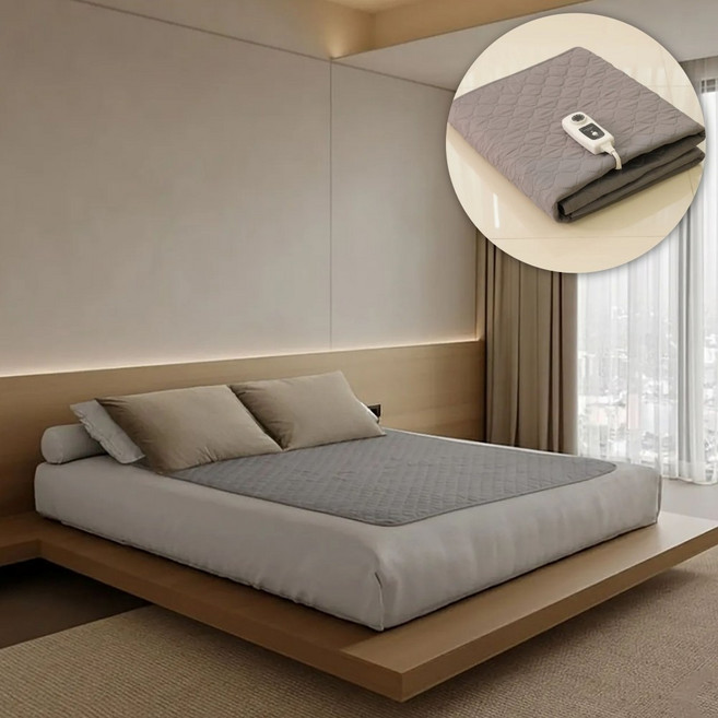 [국내생산] 마할로 겨울 전자파없는 탄소매트 원적외선 라돈 화재예방 워셔블, 더블 (140 x 180 cm), 차콜그레이